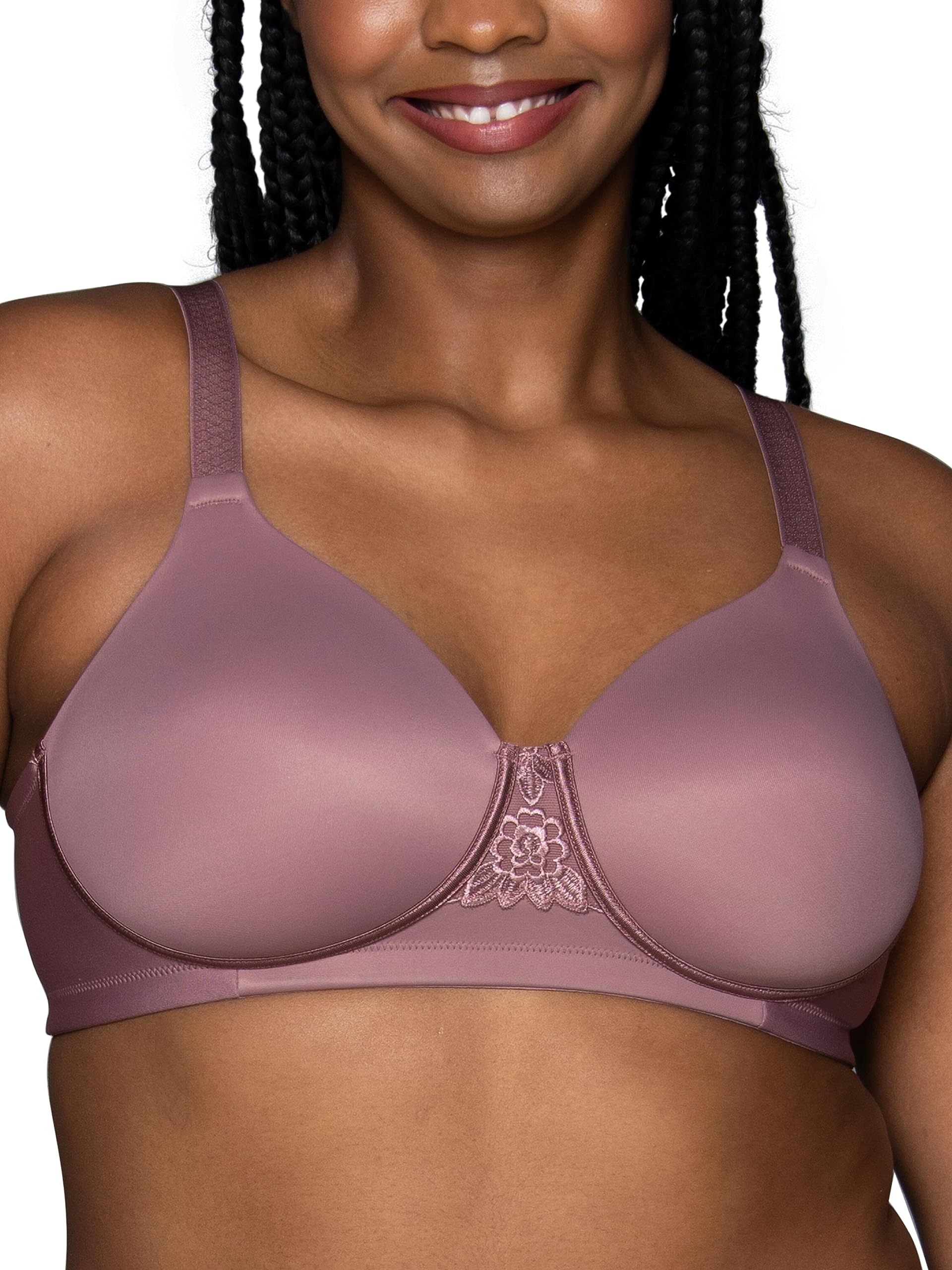 Vanity Fair Women's Beauty Back Premium Plum Wirefree Bra (38D) for Confidence Boosting Support in Everyday Wear